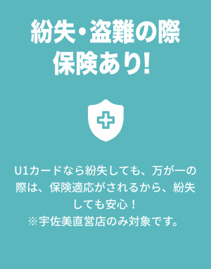 紛失・盗難の際保険あり！